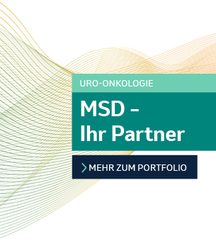 MSD Uro-Onkologie Grafik mit „MSD – Ihr Partner“ und Button „Mehr zum Portfolio“.