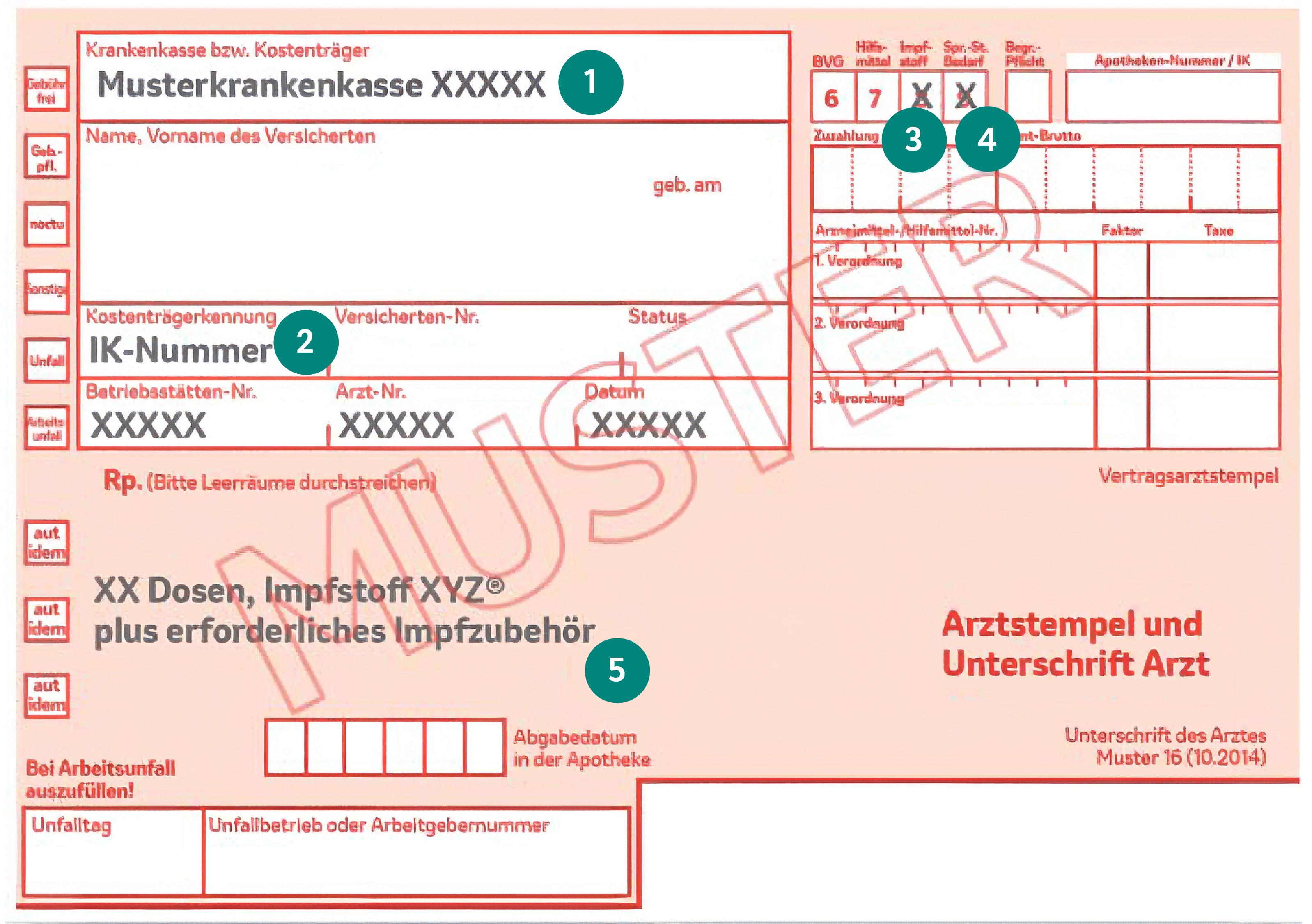 Rezeptmuster mit Ausfüllhinweisen