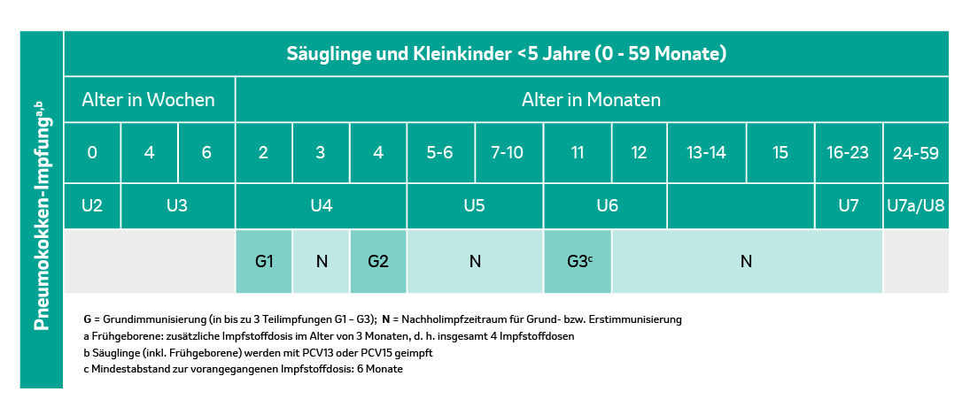 Impfkalender für die Pneumokokken-Säuglingsimpfung